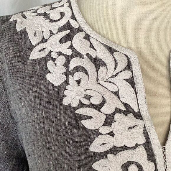 Roller Rabbit Anthropologie 100% Linen Tunic Top Dress Women’s Small Embroidered - Picture 6 of 9